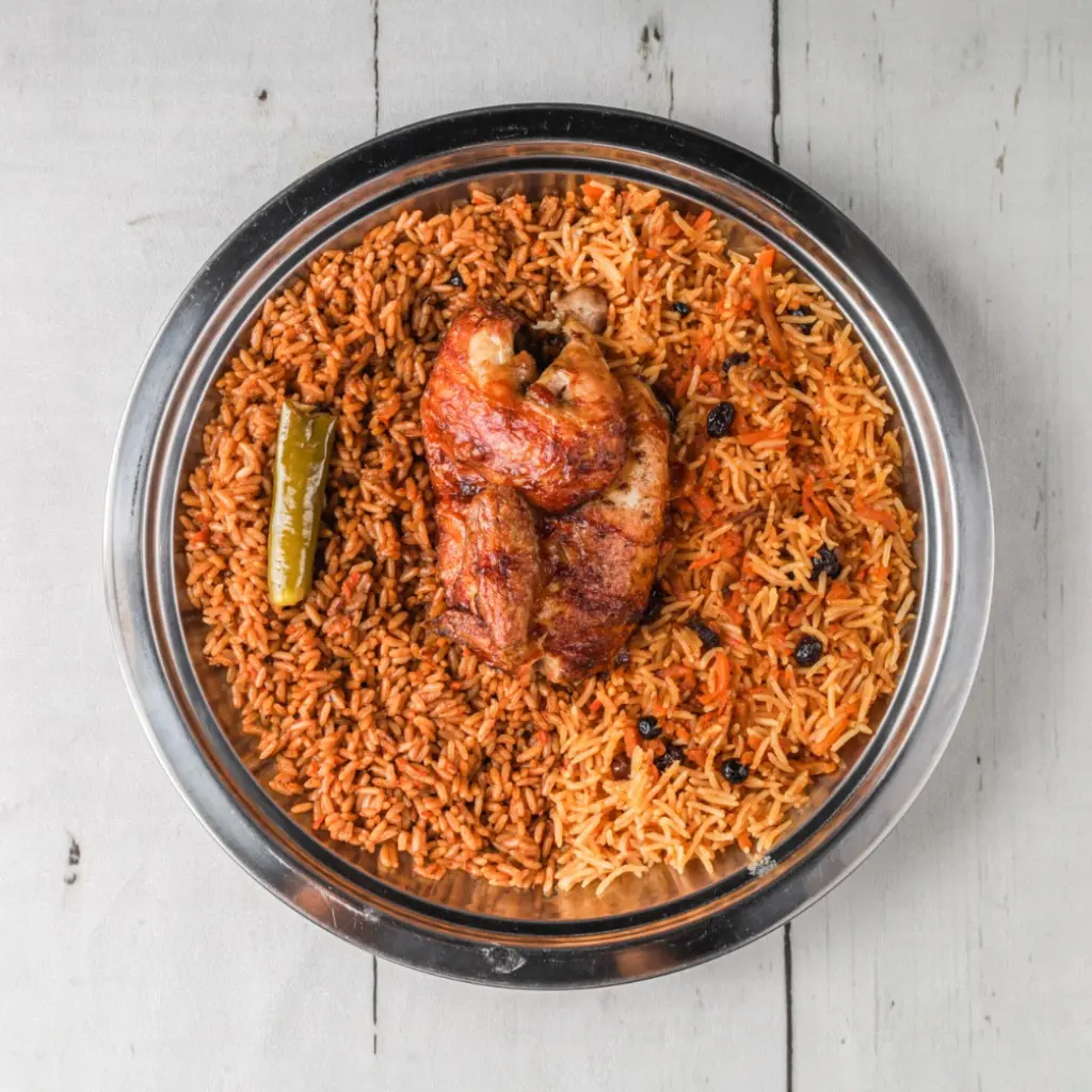نص حبة شواية على الحطب مع أرز مشكل
